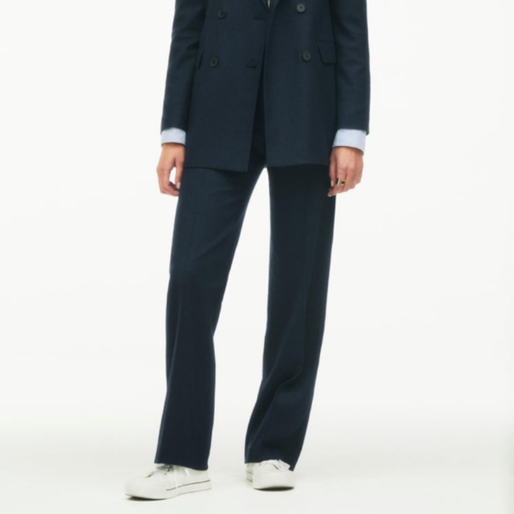 Menswear style wool pant straight leg - Zara Small navy blue